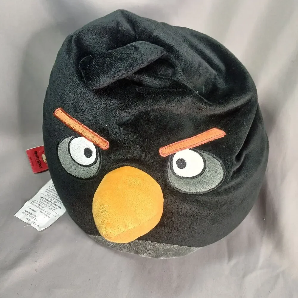 Angry Birds BOMB Black Bird Plush Soft Stuffed Micro Bean Bag Pillow 14